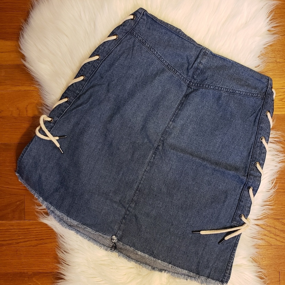 Do+Be lace up denim skirt